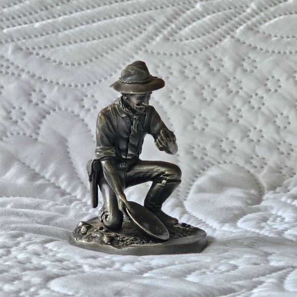 Vintage Other - The Franklin Mint The Prospector Metal Sculpture, Pewter, 1974 With Box & COA